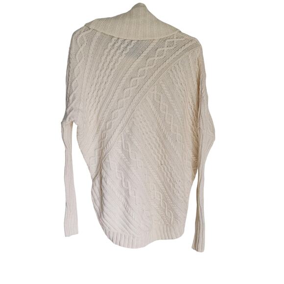 BCBGMAXAZRIA Cable Knit Cowl Neck Sweater Cream XXS White Cozy Layer Fall Winter - Picture 3 of 8